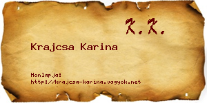 Krajcsa Karina névjegykártya